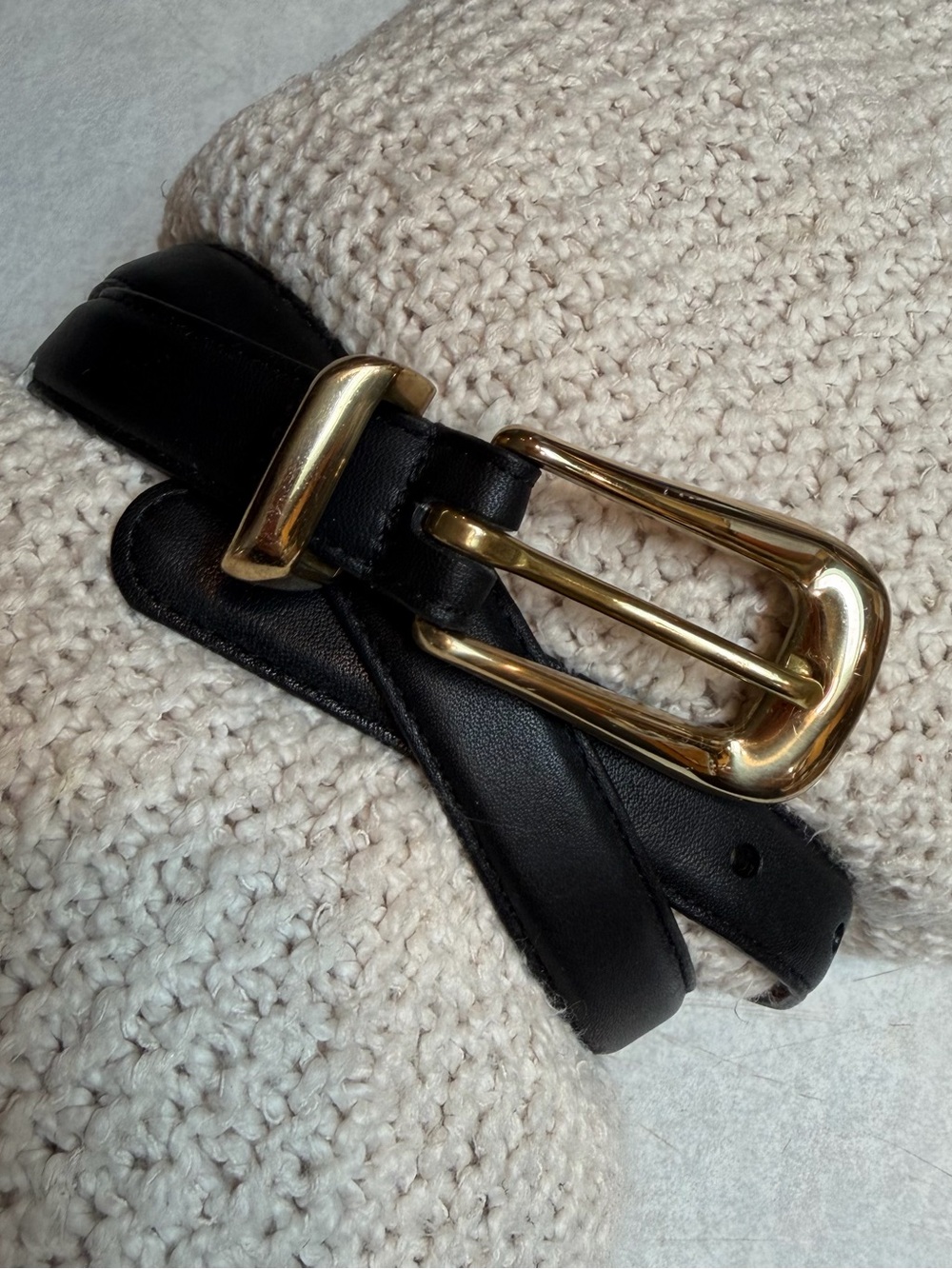 Coach Black Leather Belt with Gold-Tone Buckle